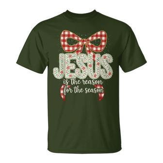 Coquette Christmas Jesus Jesus Is The Reason For The Season T-Shirt - Thegiftio