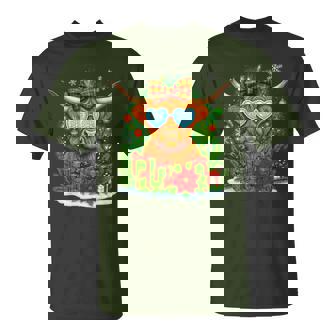 Cute Christmas Light Highland Cow T-Shirt | Mazezy