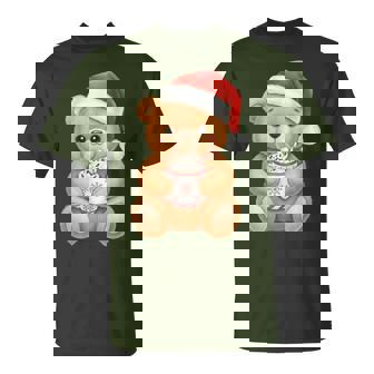 Cute Christmas Teddy Bear With Santa Hat T-Shirt - Monsterry