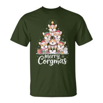 Cute Corgi Christmas Tree Santa Xmas Lights Corgmas Dog T-Shirt - Thegiftio UK