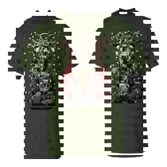 Cute Moose In Glasses Christmas Lights Coffee Winter T-Shirt | Mazezy