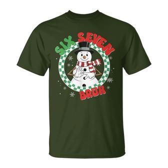 Dabbing Santa Snowman 6 7 Meme Christmas Six Seven Bruh T-Shirt - Monsterry