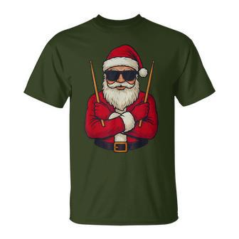 Drummer Christmas Santa Playing Drums Xmas T-Shirt - Thegiftio UK