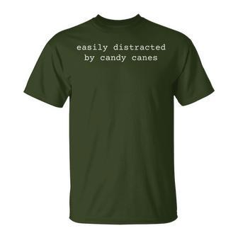 Easily Distracted By Christmas Candy Canes Matching Group T-Shirt - Monsterry