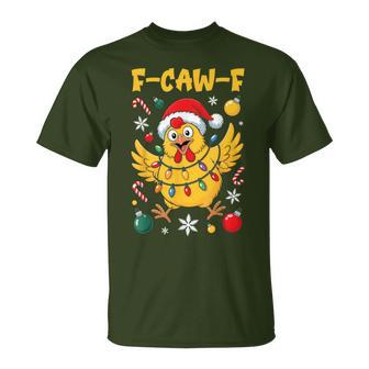 F-Caw-F Christmas Chicken Rooster Meme Xmas Lights T-Shirt - Thegiftio UK