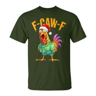 F-Caw-F Christmas Chicken Humor F-Caw-F Rooster Meme T-Shirt - Thegiftio UK