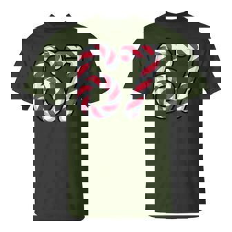 Festive 67 Candy Canes Christmas Six Seven Meme T-Shirt - Monsterry