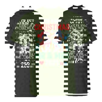 Our First Christmas As Mr & Mrs 2025 Couple English Bulldog T-Shirt | Mazezy