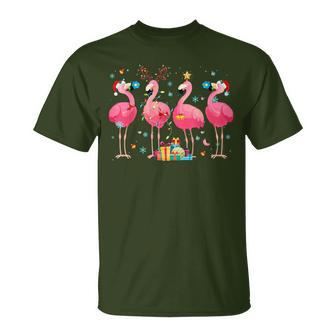 Flamingo Weihnachtsmann Rentier Weihnachten Christmas T-Shirt - Geschenkecke