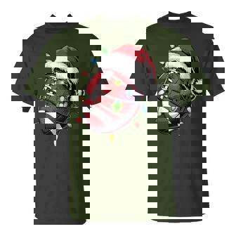 Football Player Santa Hat Christmas Lights Winter Holiday T-Shirt - Thegiftio