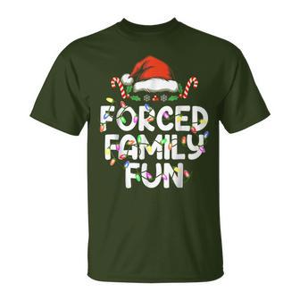 Forced Family Fun Christmas Pajamas T-Shirt - Monsterry