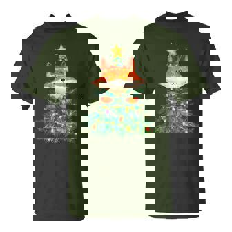 Fox Christmas Tree Pajamas Girls Boys Xmas Lights T-Shirt - Thegiftio