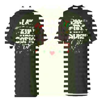 Friday Shopping Crew Christmas Family Group Black Shopping T-Shirt - Seseable