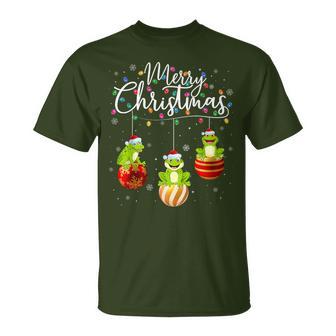 Frog Merry Christmas Lights Ornaments Balls Frogs Xmas T-Shirt - Thegiftio UK