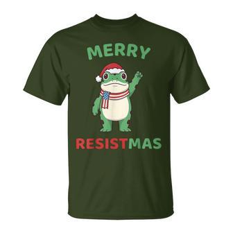 Frog Retro Merry Resistmas Political Christmas T-Shirt - Thegiftio UK