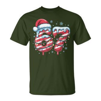 67 Meme Six Seven Christmas Candy Cane Drip T-Shirt - Monsterry