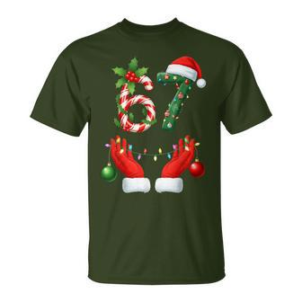 67 Six Seven 6 7 Meme Christmas Pajamas Matching T-Shirt - Thegiftio UK