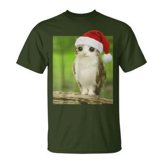 Adorable Cat Owl Brainrot Meme Meowl Christmas T-Shirt - Monsterry