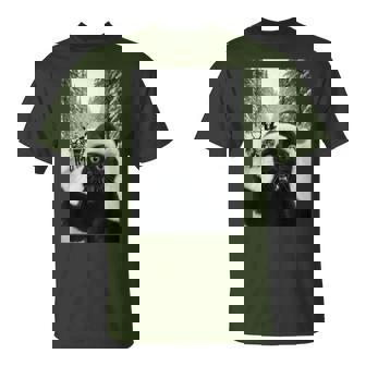 Black Cat Selfie With Santa Christmas T-Shirt - Monsterry