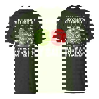 Christmas Adult Humor Quit Looking At My Balls T-Shirt | Mazezy