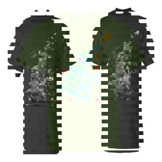 Christmas Dragon Wrecking The Tree Holiday Pajama T-Shirt - Monsterry