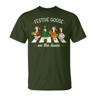 Christmas Silly Goose Meme Festive Goose On The Loose T-Shirt - Thegiftio UK