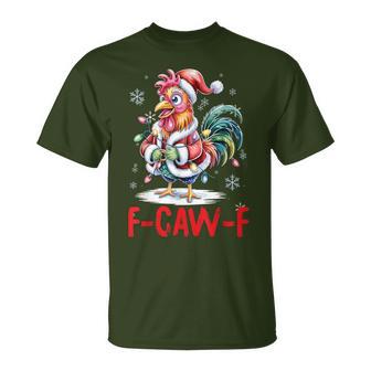F-Caw-F Chicken Humor Santa Rooster Christmas Lights T-Shirt - Thegiftio UK