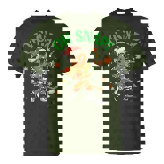 Gingerbread Ice Hockey Christmas Cookie Oh Snap Santa T-Shirt | Seseable UK