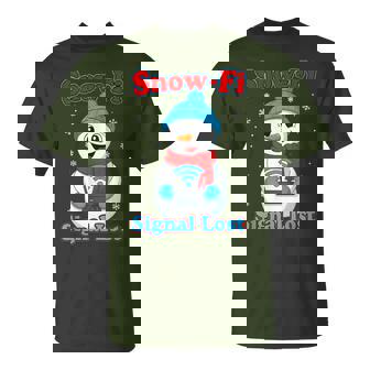 Holiday Christmas Snowman Pun Snow-Fi Signal Lost T-Shirt | Mazezy