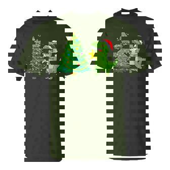 The Struggle Is Real T-Rex Decorating Christmas Tree T-Shirt | Mazezy