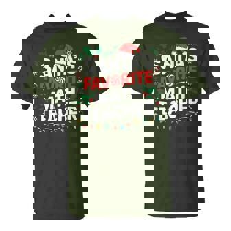 Xmas Lighting Santa's Favorite Math Teacher Christmas T-Shirt | Mazezy