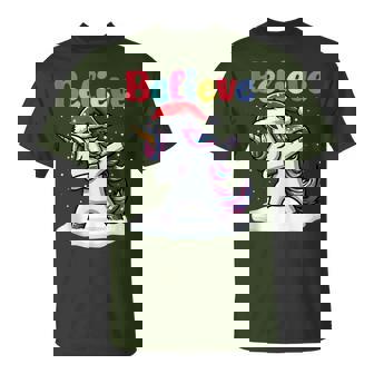 Xmas Party Believe In Dabbing Unicorn Cute Costume T-Shirt | Seseable FR