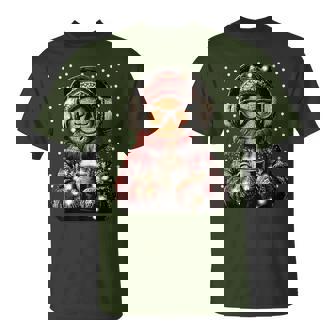 Gingerbread Cookie In Glasses Christmas Lights Coffee Winter T-Shirt | Mazezy