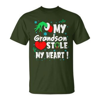My Grandson Stole My Heart Christmas Family Holiday Pajamas T-Shirt - Thegiftio UK