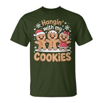 Hangin With My Cookies Christmas Gingerbread Xmas Girl T-Shirt - Thegiftio UK