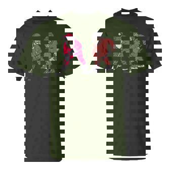 Ice Hockey Christmas Sasquatch Santa Xmas T-Shirt - Seseable