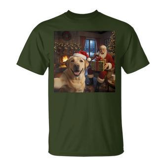Labrador Selfie With Santa Claus Christmas Meme T-Shirt - Thegiftio UK