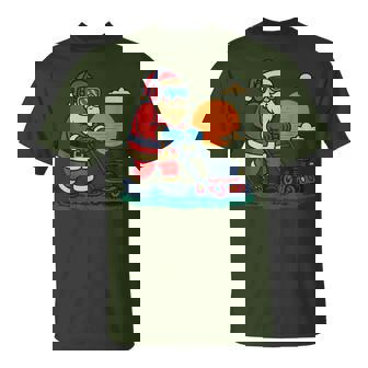 Lawn Mower Christmas Vintage Santa Lawn Mowing Xmas T-Shirt - Seseable