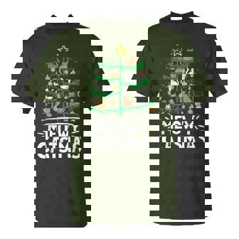 Meowy Catmas Cat Christmas Tree Xmas Santa Cat T-Shirt - Monsterry