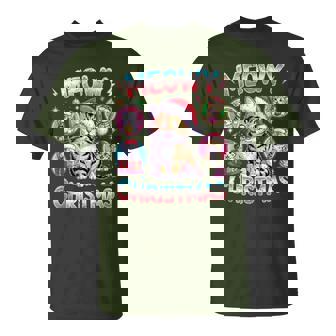 Meowy Christmas Cute Cats Holiday Xmas Kitty Santa Hat T-Shirt - Thegiftio