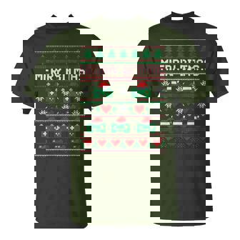 Merry Bitmas 8 Bit Gamer Christmas Ugly Sweater Style Retro T-Shirt - Monsterry