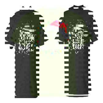 Merry And Bright Christmas Lights Santa Hat Xmas Holiday T-Shirt - Monsterry