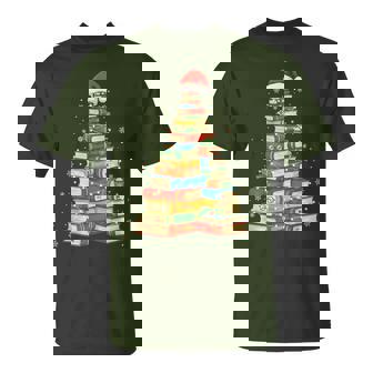 Merry Christmas For Book Lovers Reading Christmas Book Tree T-Shirt - Monsterry