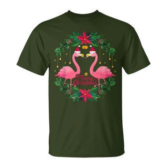 Merry Christmas Flamingos Holiday Fun For Women T-Shirt - Thegiftio UK