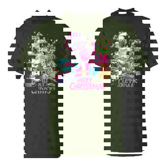 Merry Christmas Pink Santa Claus Vintage Retro Xmas Holiday T-Shirt | Seseable FR