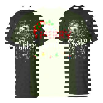 Merry Christmas Red Santa Hat Reindeer Xmas Matching Family T-Shirt | Seseable CA