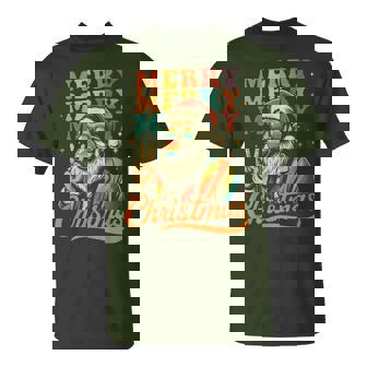 Merry Christmas Retro Holiday Vibes Santa Peace Sign Groovy T-Shirt - Monsterry