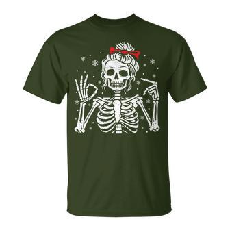 Merry Christmas Xmas Skull Skeleton Matching Pajamas T-Shirt - Thegiftio UK