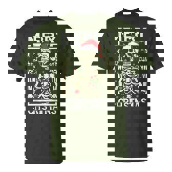 Merry Christmas Xmas Skull Skeleton Pajamas T-Shirt - Monsterry