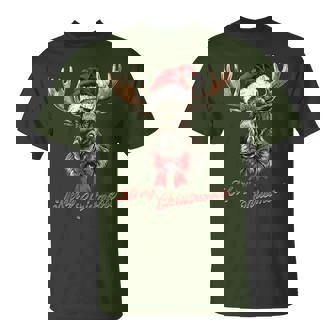 Merry Christmoose Santa Hat Christmas Holiday Moose Family T-Shirt - Thegiftio